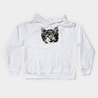 vintage-pilot cat Kids Hoodie